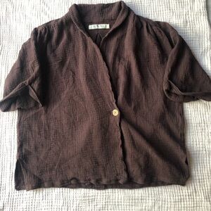 Free People Brown Lou Blazer Shirt Size Medium